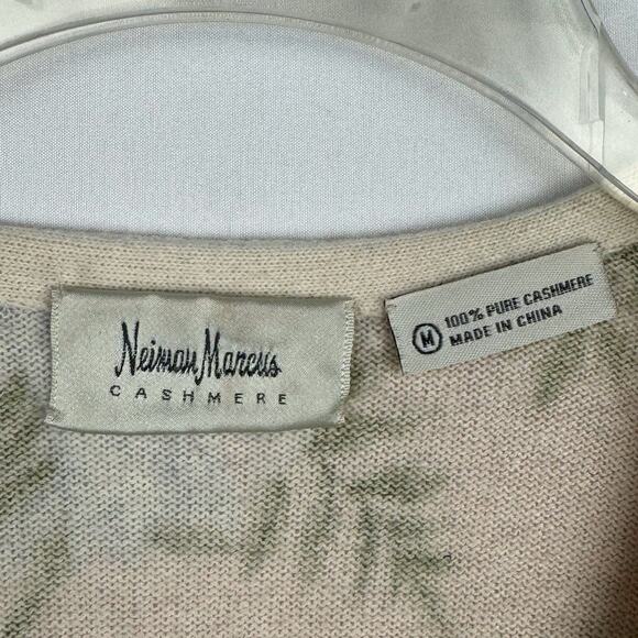 VTG Neiman Marcus Pink Floral 100% Cashmere Button Down Cardigan Women's Medium - Picture 6 of 7